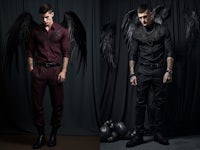 a man with black wings and a man with black wings